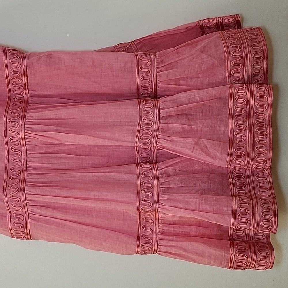 Veronica Beard Preppy Keely Tiered Ramie Mini Dress Size 10 Barbiecore - Picture 8 of 16